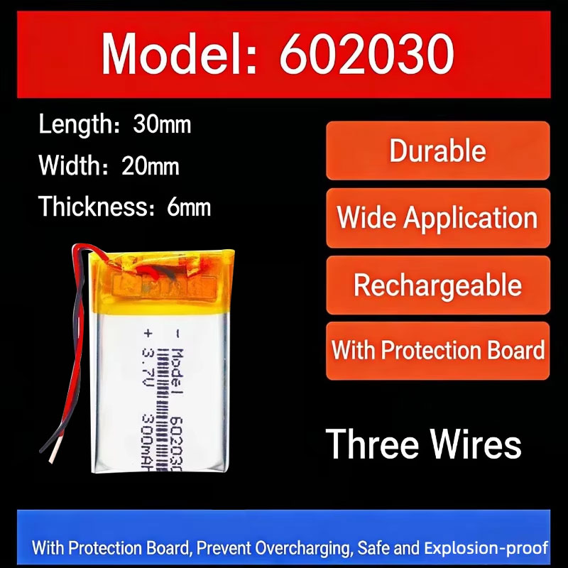 Smartwatch - Batteria al Litio 3.7V 300mAh 602030,