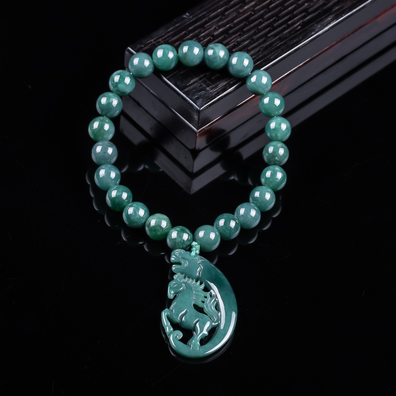 Jewelry & Watches Ltd - Bracciale in Giada Naturale Blu Acqua