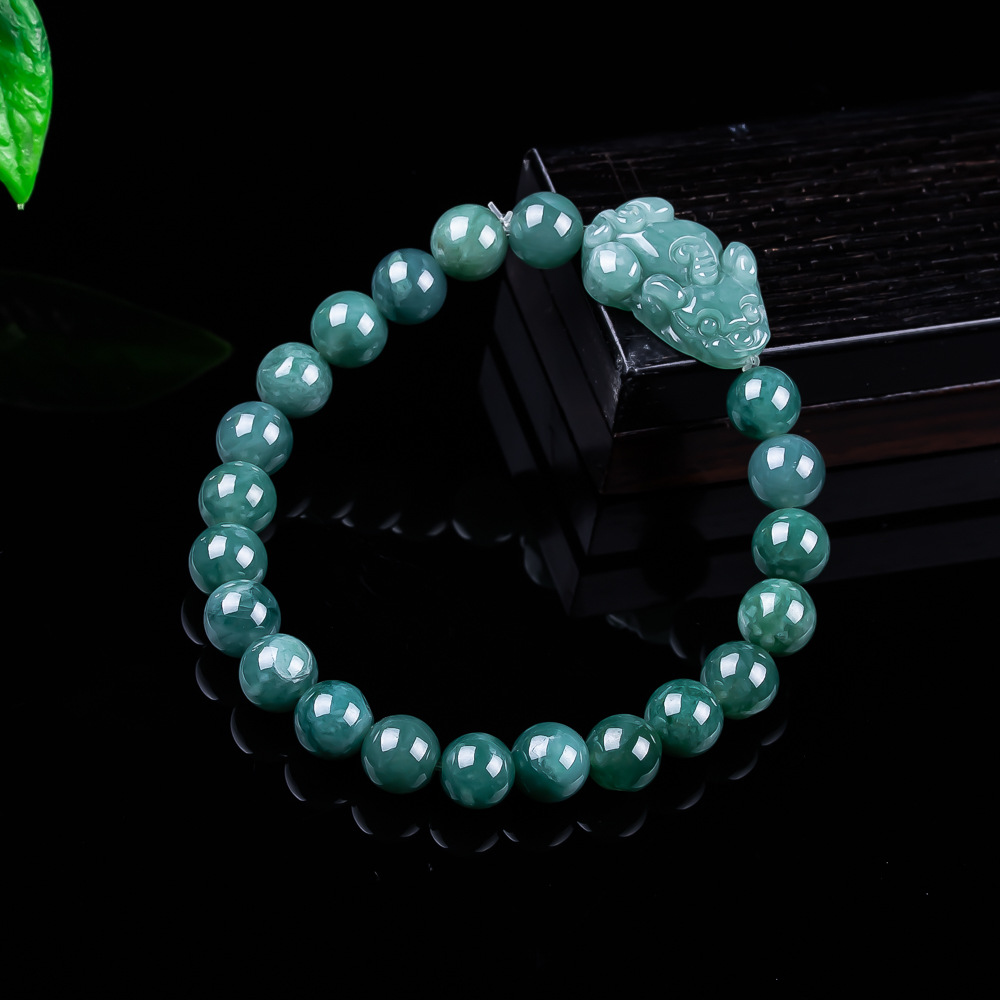 Jewelry & Watches Ltd - Bracciale Pixiu in Giada Birmana Naturale,