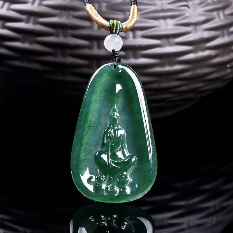 Jewelry & Watches Ltd - Ciondolo Buddha in Smeraldo Naturale Blu,