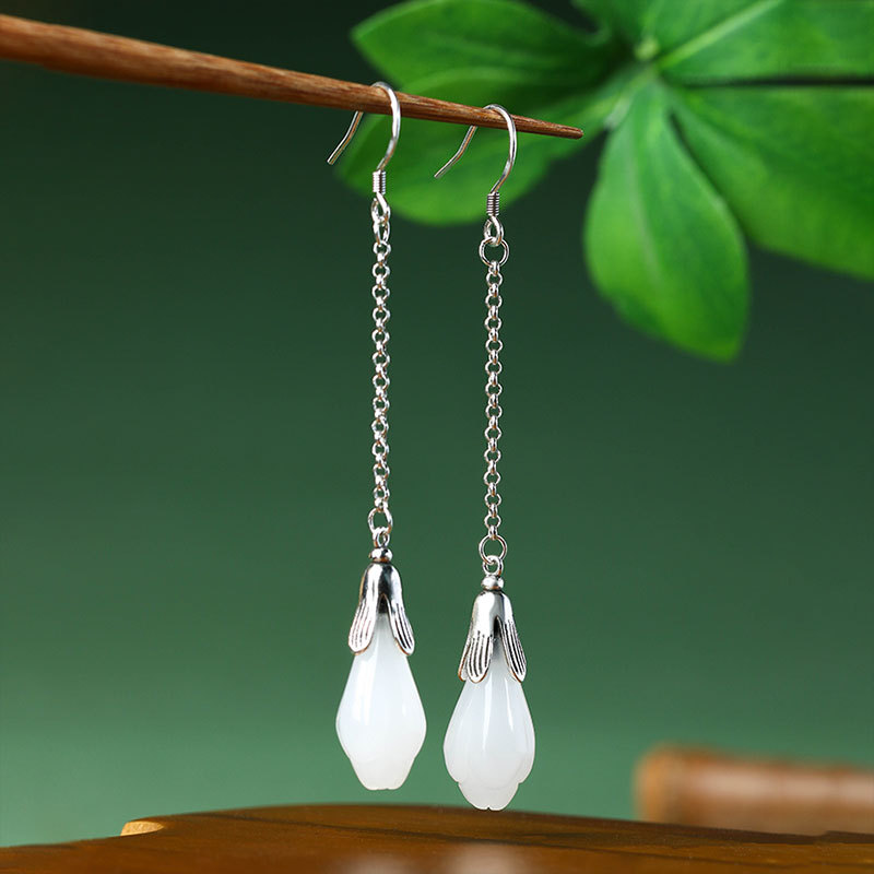 Luxury Gifts Jewelry & Watches Namfleg Mostar - Orecchini con fiori di giada reale