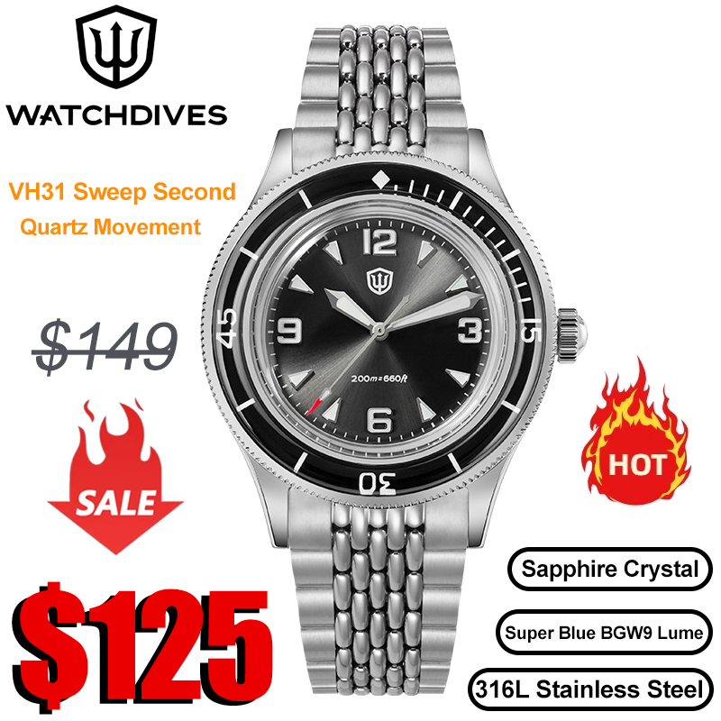 Vintage Pocket Watch - Watchdives WD50Q Orologi VH31 Movimento al